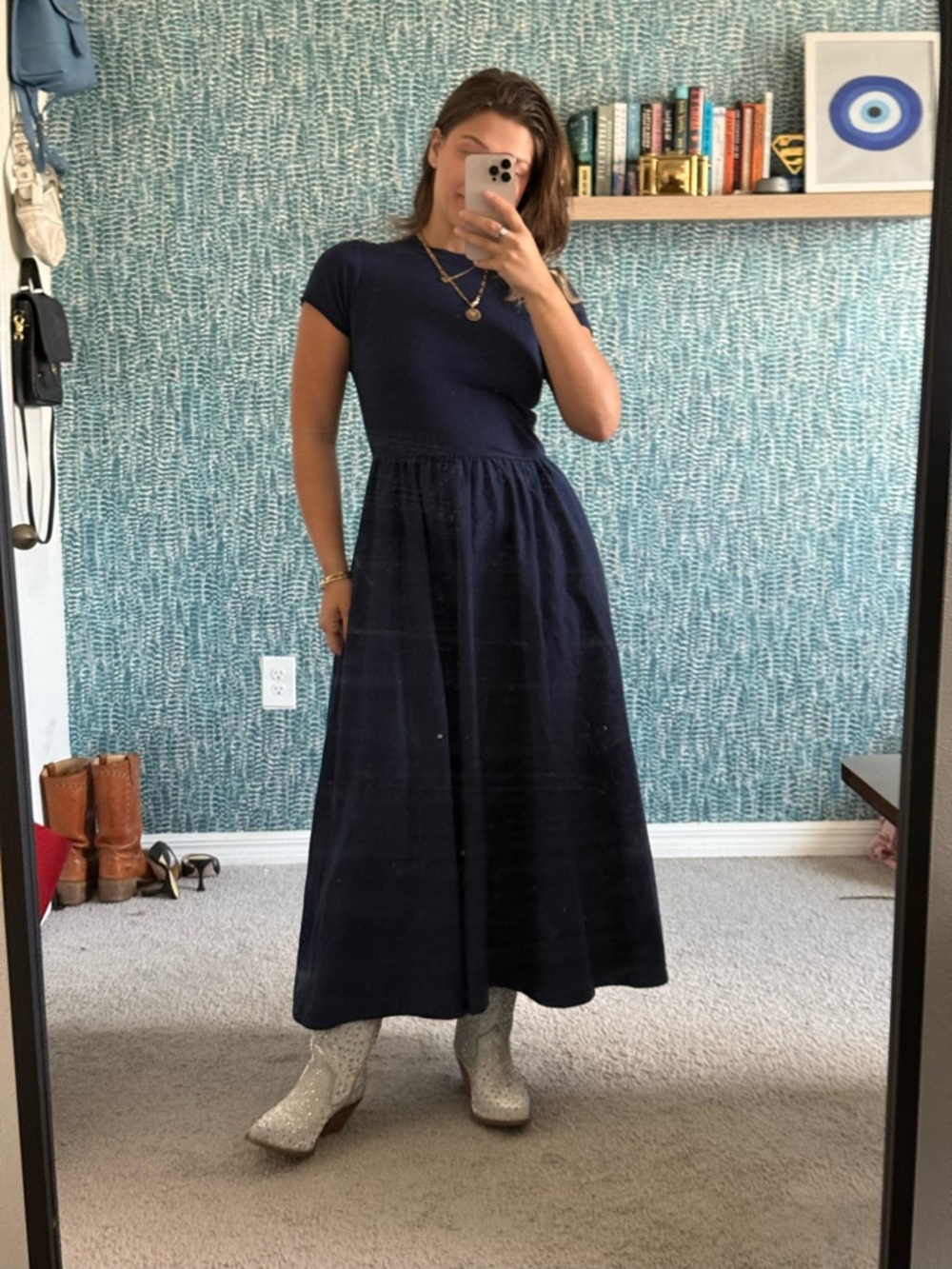 Polo Ralph Lauren Navy Short-Sleeve Maxi Dress